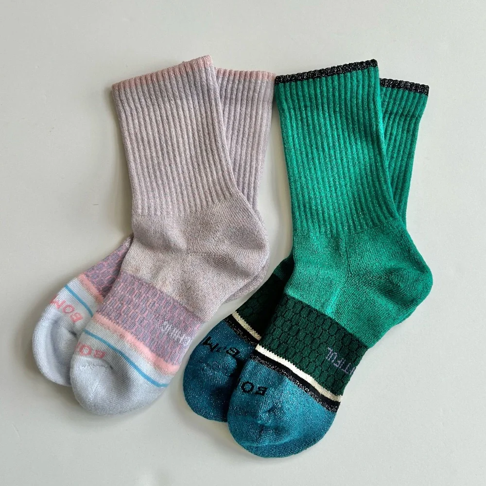 Wicked x Bombas New 2 pair Calf Socks Small Youth Lavender Green